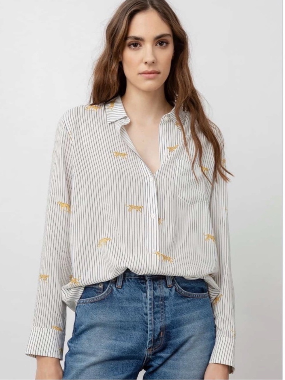 Rails Kathryn Stripe Wildcats Print Button Down Blouse